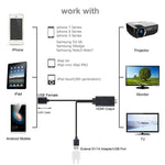 كابل محول 1080P USB 2.0 ذكر + USB 2.0 أنثى إلى HDMI HDTV AV لهواتف iPhone / iPad والهواتف الذكية أندرويد