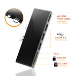 ROCKETEK SK-S5H موزع HUB قارئ بطاقات ذاكرة 3 منافذ USB 3.0 + HDMI + SD / TF، محول HDMI بدقة 4K، SK-S5H
