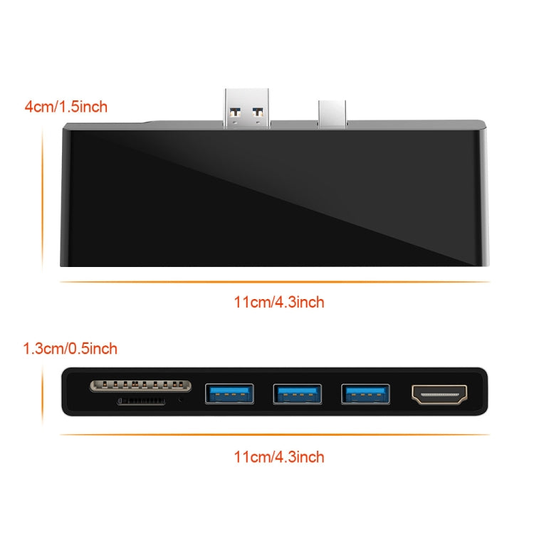 ROCKETEK SK-S5H موزع HUB قارئ بطاقات ذاكرة 3 منافذ USB 3.0 + HDMI + SD / TF، محول HDMI بدقة 4K، SK-S5H