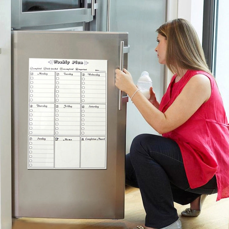 Magnetic Weekly Plan Refrigerator Magnet PET Magnetic Soft Whiteboard, Size: 29.7cm x 42cm, Weekly Plan
