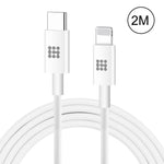 كابل شحن سريع بقوة 25 واط و3 أمبير USB-C / Type-C إلى 8 دبابيس من HAWEEL لأجهزة iPhone و iPad، طول الكابل: 2 متر