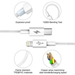 كابل شحن سريع بقوة 25 واط و3 أمبير USB-C / Type-C إلى 8 دبابيس من HAWEEL لأجهزة iPhone و iPad، طول الكابل: 2 متر
