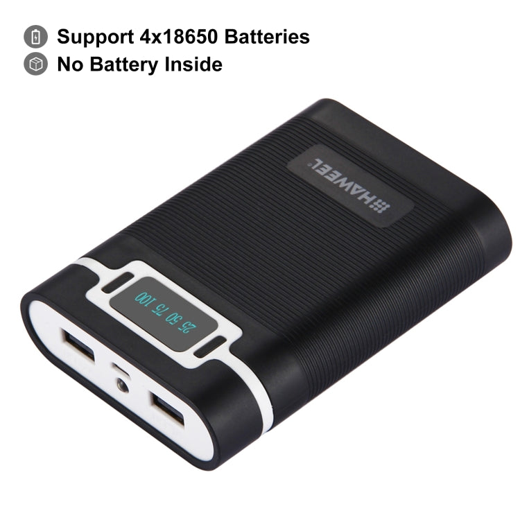 صندوق شل لبنك طاقة DIY مع 4 بطاريات 18650 (غير مشمولة) بسعة 10000 مللي أمبير مع مخرجين USB وشاشة عرض لأجهزة iPhone و Galaxy و Sony و HTC و Google و Huawei و Xiaomi و Lenovo وغيرها من الهواتف الذكية، DIY 4 بطاريات 18650 بسعة 10000 مللي أمبير (US)