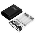 صندوق شل لبنك طاقة DIY مع 4 بطاريات 18650 (غير مشمولة) بسعة 10000 مللي أمبير مع مخرجين USB وشاشة عرض لأجهزة iPhone و Galaxy و Sony و HTC و Google و Huawei و Xiaomi و Lenovo وغيرها من الهواتف الذكية، DIY 4 بطاريات 18650 بسعة 10000 مللي أمبير (US)