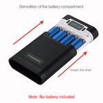 صندوق شل لبنك طاقة DIY مع 4 بطاريات 18650 (غير مشمولة) بسعة 10000 مللي أمبير مع مخرجين USB وشاشة عرض لأجهزة iPhone و Galaxy و Sony و HTC و Google و Huawei و Xiaomi و Lenovo وغيرها من الهواتف الذكية، DIY 4 بطاريات 18650 بسعة 10000 مللي أمبير (US)