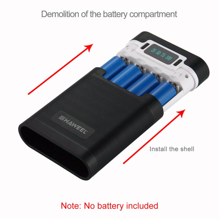 صندوق شل لبنك طاقة DIY مع 4 بطاريات 18650 (غير مشمولة) بسعة 10000 مللي أمبير مع مخرجين USB وشاشة عرض لأجهزة iPhone و Galaxy و Sony و HTC و Google و Huawei و Xiaomi و Lenovo وغيرها من الهواتف الذكية، DIY 4 بطاريات 18650 بسعة 10000 مللي أمبير (US)