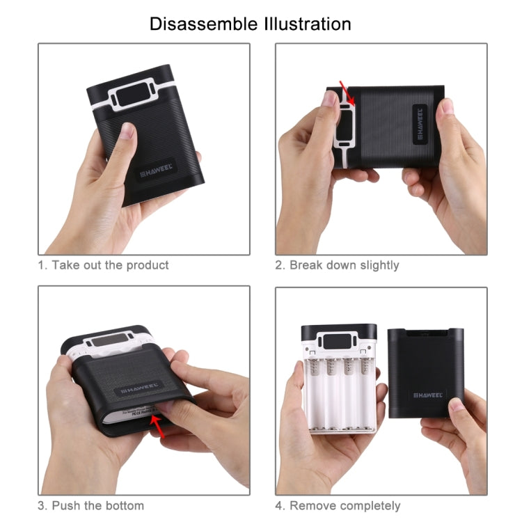 صندوق شل لبنك طاقة DIY مع 4 بطاريات 18650 (غير مشمولة) بسعة 10000 مللي أمبير مع مخرجين USB وشاشة عرض لأجهزة iPhone و Galaxy و Sony و HTC و Google و Huawei و Xiaomi و Lenovo وغيرها من الهواتف الذكية، DIY 4 بطاريات 18650 بسعة 10000 مللي أمبير (US)