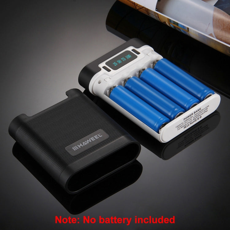 صندوق شل لبنك طاقة DIY مع 4 بطاريات 18650 (غير مشمولة) بسعة 10000 مللي أمبير مع مخرجين USB وشاشة عرض لأجهزة iPhone و Galaxy و Sony و HTC و Google و Huawei و Xiaomi و Lenovo وغيرها من الهواتف الذكية، DIY 4 بطاريات 18650 بسعة 10000 مللي أمبير (US)