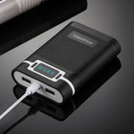 صندوق شل لبنك طاقة DIY مع 4 بطاريات 18650 (غير مشمولة) بسعة 10000 مللي أمبير مع مخرجين USB وشاشة عرض لأجهزة iPhone و Galaxy و Sony و HTC و Google و Huawei و Xiaomi و Lenovo وغيرها من الهواتف الذكية، DIY 4 بطاريات 18650 بسعة 10000 مللي أمبير (US)
