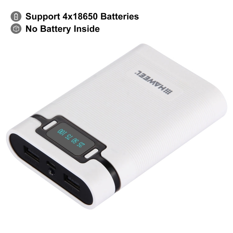 صندوق شل لبنك طاقة DIY مع 4 بطاريات 18650 (غير مشمولة) بسعة 10000 مللي أمبير مع مخرجين USB وشاشة عرض لأجهزة iPhone و Galaxy و Sony و HTC و Google و Huawei و Xiaomi و Lenovo وغيرها من الهواتف الذكية، DIY 4 بطاريات 18650 بسعة 10000 مللي أمبير (US)