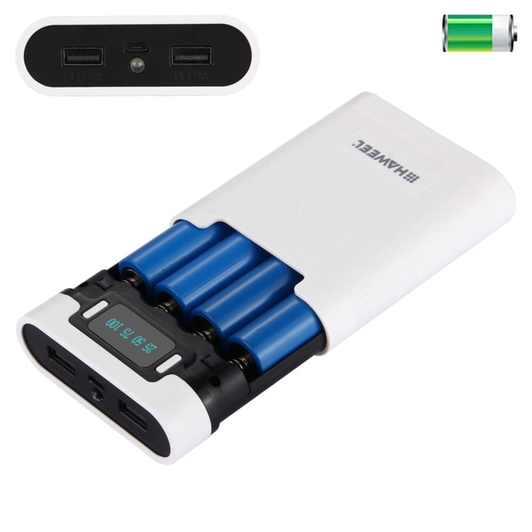 صندوق شل لبنك طاقة DIY مع 4 بطاريات 18650 (غير مشمولة) بسعة 10000 مللي أمبير مع مخرجين USB وشاشة عرض لأجهزة iPhone و Galaxy و Sony و HTC و Google و Huawei و Xiaomi و Lenovo وغيرها من الهواتف الذكية، DIY 4 بطاريات 18650 بسعة 10000 مللي أمبير (US)