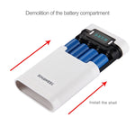 صندوق شل لبنك طاقة DIY مع 4 بطاريات 18650 (غير مشمولة) بسعة 10000 مللي أمبير مع مخرجين USB وشاشة عرض لأجهزة iPhone و Galaxy و Sony و HTC و Google و Huawei و Xiaomi و Lenovo وغيرها من الهواتف الذكية، DIY 4 بطاريات 18650 بسعة 10000 مللي أمبير (US)