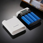 صندوق شل لبنك طاقة DIY مع 4 بطاريات 18650 (غير مشمولة) بسعة 10000 مللي أمبير مع مخرجين USB وشاشة عرض لأجهزة iPhone و Galaxy و Sony و HTC و Google و Huawei و Xiaomi و Lenovo وغيرها من الهواتف الذكية، DIY 4 بطاريات 18650 بسعة 10000 مللي أمبير (US)
