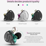سماعة أذن KZ ZSN Circle Iron رباعية النواة مع تحكم سلكي، باس ميغا HiFi داخل الأذن بدون ميكروفون