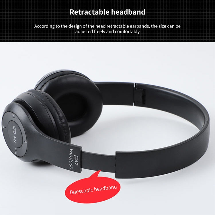 P47 Foldable Wireless Bluetooth Headphone with 3.5mm Audio Jack, Support MP3 / Call, P47 Green, P47 Black, P47 Blue, P47 Red, P47 White