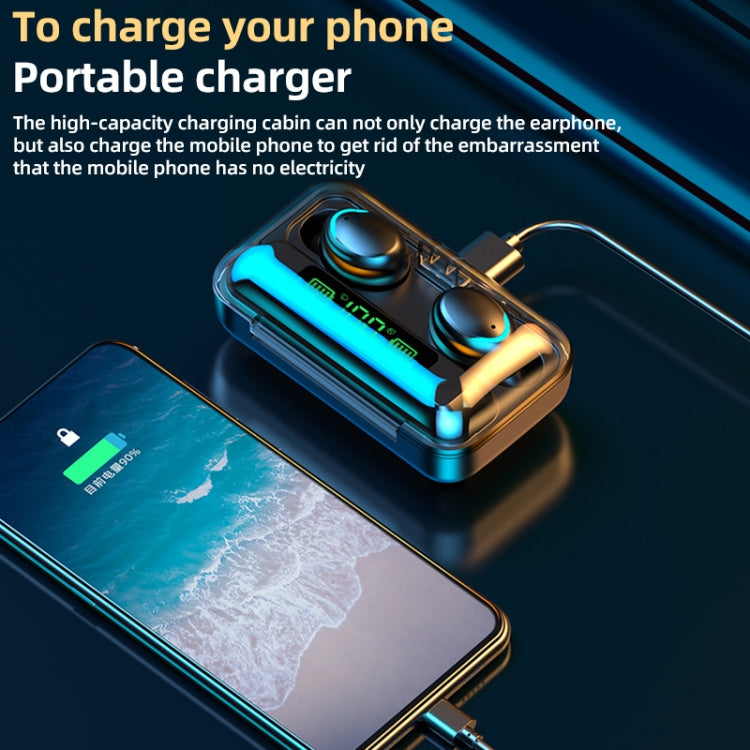 سماعة أذن بلوتوث R11 مع ضوء LED مرآة + شاشة رقمية وتقليل الضوضاء، R11 (أسود)، R11 (أبيض)