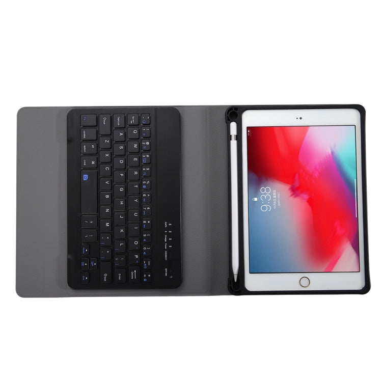 حافظة تابلت جلدية مع لوحة مفاتيح بلوتوث ABS قابلة للفصل فائقة النحافة Bluetooth 3.0 لجهاز iPad mini 5 / 4 / 3 / 2، مع حامل، ل mini 5 / 4 / 3 / 2