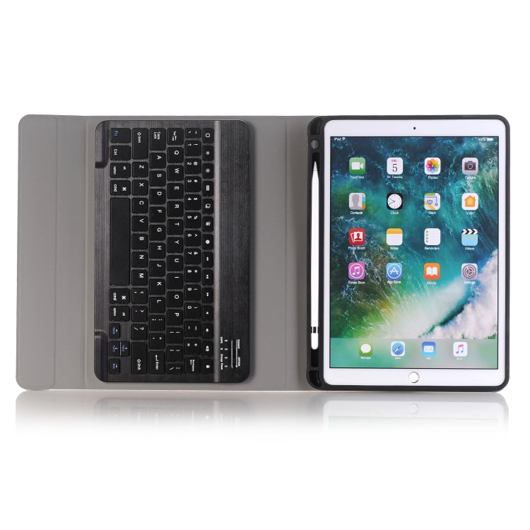 حافظة تابلت جلدية مع لوحة مفاتيح بلوتوث ABS قابلة للفصل فائقة النحافة Bluetooth 3.0 لجهاز iPad Air / Pro 10.5 بوصة (2019)، مع فتحة قلم وحامل A09B