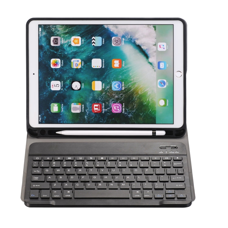 حافظة تابلت جلدية مع لوحة مفاتيح بلوتوث ABS قابلة للفصل فائقة النحافة Bluetooth 3.0 لجهاز iPad Air / Pro 10.5 بوصة (2019)، مع فتحة قلم وحامل A09B