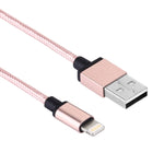 كابل بيانات / شحن بطول 1 متر برأس معدني منسوج 58 نواة 8 بن إلى USB 2.0