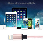 كابل بيانات / شحن بطول 1 متر برأس معدني منسوج 58 نواة 8 بن إلى USB 2.0