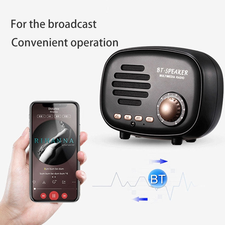 مكبر صوت بلوتوث محمول صغير Q108 بتصميم رجعي، يدعم التحدث بدون استخدام اليدين / بطاقة TF / قرص U / راديو FM