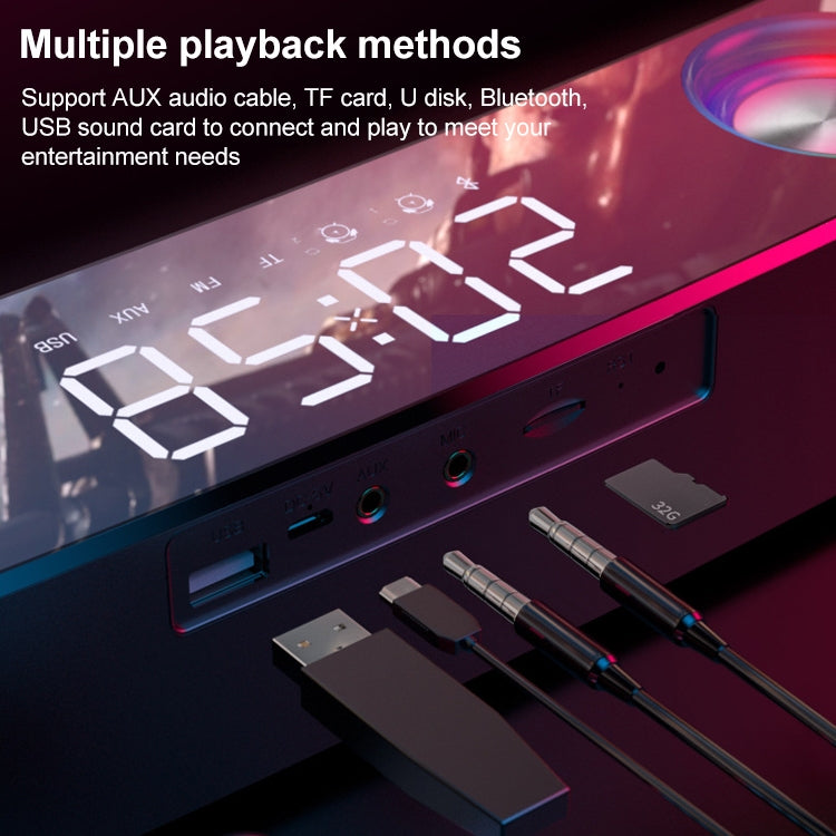 SOAIY SH39 Colorful Spectrum Lighting Effect + Mechanical Buttons + Clock Alarm + Battery Desktop Home Gaming Bluetooth Speaker, Deluxe Edition