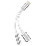 كابل محول شاحن 10 سم من 8 Pin أنثى و3.5 مم صوت أنثى إلى 8 Pin ذكر، يدعم جميع أنظمة iOS