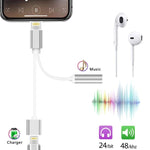 كابل محول شاحن 10 سم من 8 Pin أنثى و3.5 مم صوت أنثى إلى 8 Pin ذكر، يدعم جميع أنظمة iOS