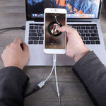 كابل محول شاحن 10 سم من 8 Pin أنثى و3.5 مم صوت أنثى إلى 8 Pin ذكر، يدعم جميع أنظمة iOS
