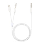 MH030 كابل صوت AUX 3.5 مم بطول 1 متر 2 في 1 8 بن ذكر و 3.5 مم ذكر إلى 3.5 مم ذكر لهواتف iPhone و iPad و Samsung و Huawei و Xiaomi و HTC، MH030