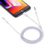 MH030 كابل صوت AUX 3.5 مم بطول 1 متر 2 في 1 8 بن ذكر و 3.5 مم ذكر إلى 3.5 مم ذكر لهواتف iPhone و iPad و Samsung و Huawei و Xiaomi و HTC، MH030