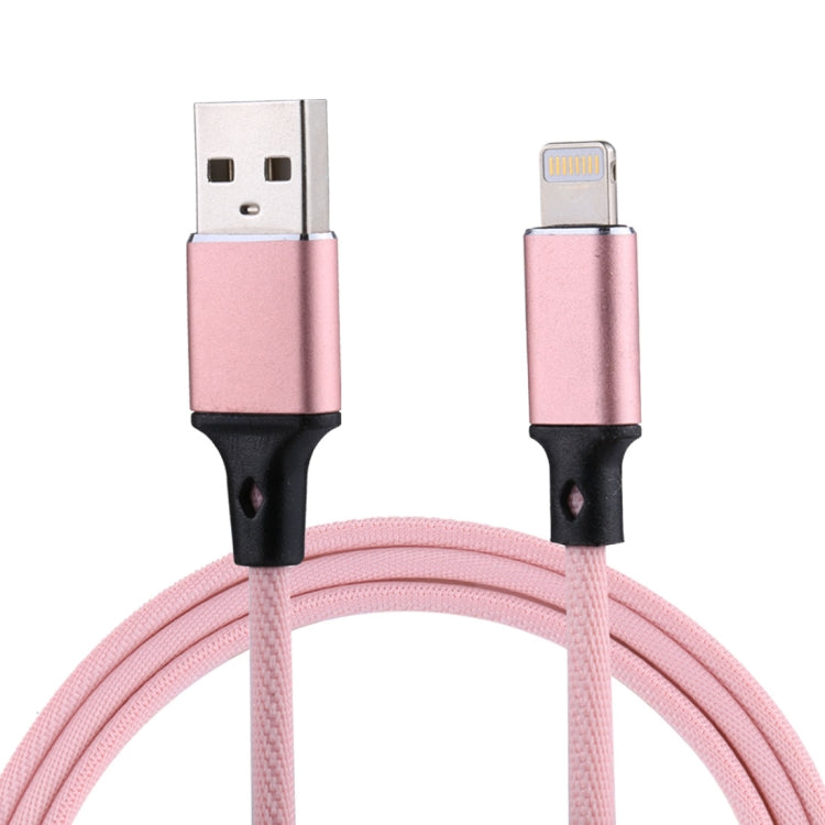 كابل شحن ومزامنة بيانات 1 متر 2A USB إلى 8 دبابيس بنمط نسج نايلون، 8 دبابيس وردي، 8 دبابيس أزرق، 8 دبابيس أحمر، 8 دبابيس أبيض