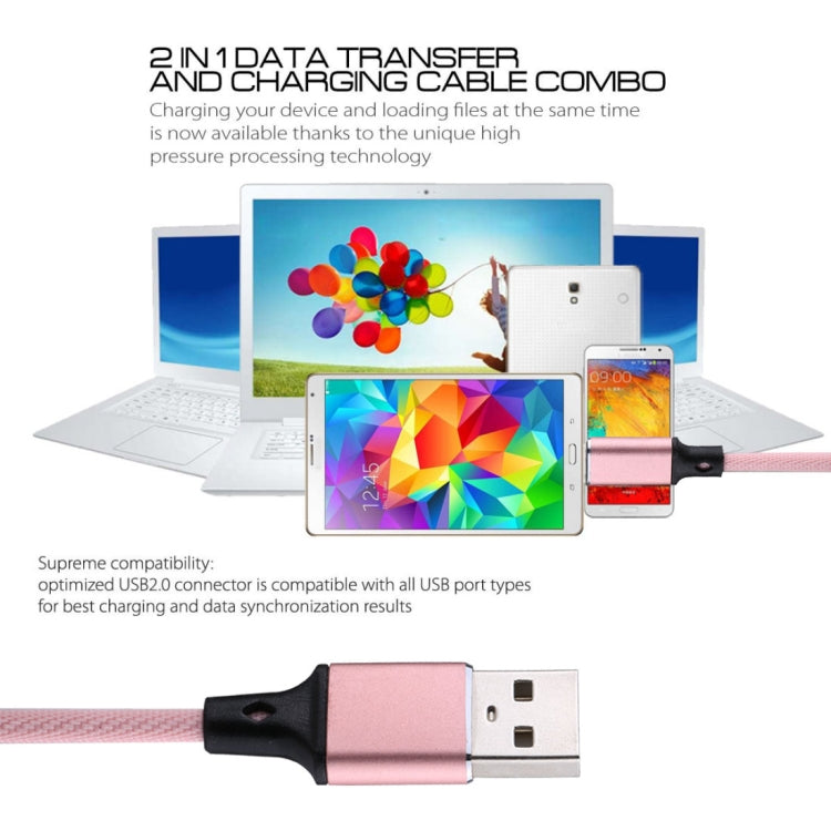 كابل شحن ومزامنة بيانات 1 متر 2A USB إلى 8 دبابيس بنمط نسج نايلون، 8 دبابيس وردي، 8 دبابيس أزرق، 8 دبابيس أحمر، 8 دبابيس أبيض
