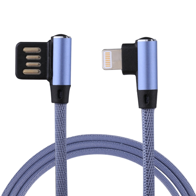 1m 2.4A Output USB to 8 Pin Double Elbow Design Nylon Weave Style Data Sync Charging Cable, 8 Pin Dark Blue, 8 Pin Blue, 8 Pin Red, 8 Pin Coffee, 8 Pin Black