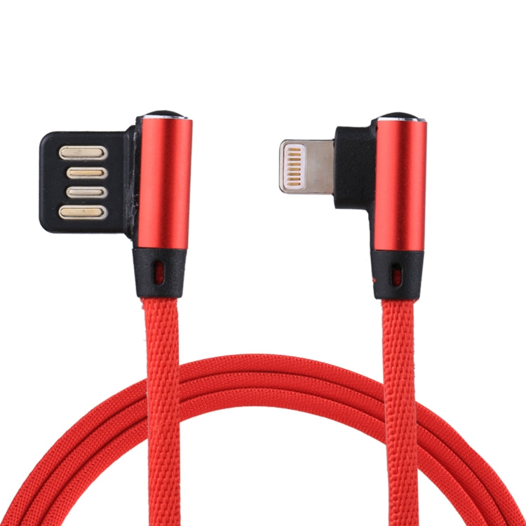 1m 2.4A Output USB to 8 Pin Double Elbow Design Nylon Weave Style Data Sync Charging Cable, 8 Pin Dark Blue, 8 Pin Blue, 8 Pin Red, 8 Pin Coffee, 8 Pin Black