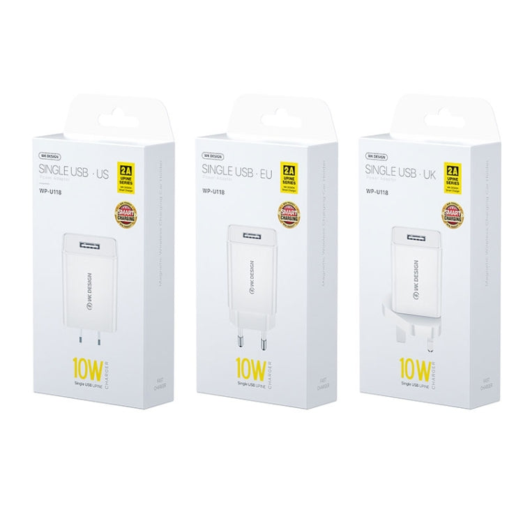 WK WP-U118 10W Single USB Port Travel Charger Power Adapter, EU Plug, WP-U118 EU Plug