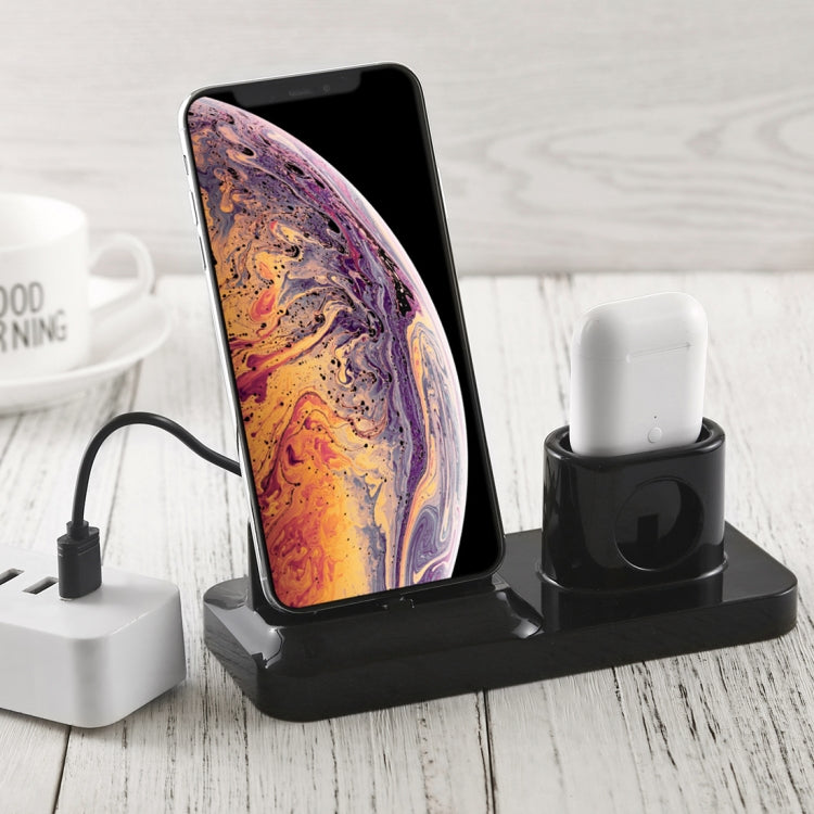 حامل قاعدة شحن لاسلكي قابل لإعادة الشحن للهاتف المحمول وسماعة الرأس، مع واجهات Micro USB + USB-C / Type-C + 8 دبابيس