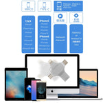 فلاش درايف 4 في 1 بسعة 8 جيجابايت USB 3.0 + 8 دبابيس + Micro USB + USB-C / Type-C للاستخدام المزدوج مع وظيفة OTG، 8 جيجابايت