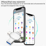 فلاش درايف 4 في 1 بسعة 32 جيجابايت USB 3.0 + 8 دبابيس + Micro USB + USB-C / Type-C للاستخدام المزدوج مع وظيفة OTG، 32 جيجابايت