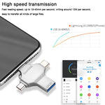 4 in 1 64GB USB 3.0 + 8 Pin + Mirco USB + USB-C / Type-C Dual-use Flash Drive with OTG Function, 64GB