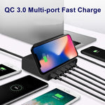 شاحن متعدد الوظائف 828W 7 في 1 بقدرة 60W مع واجهة USB QC 3.0 + 4 منافذ USB + واجهة USB-C / Type-C + شحن لاسلكي مع وظيفة حامل هاتف، قابس الولايات المتحدة، قابس الولايات المتحدة أسود، قابس الولايات المتحدة أبيض