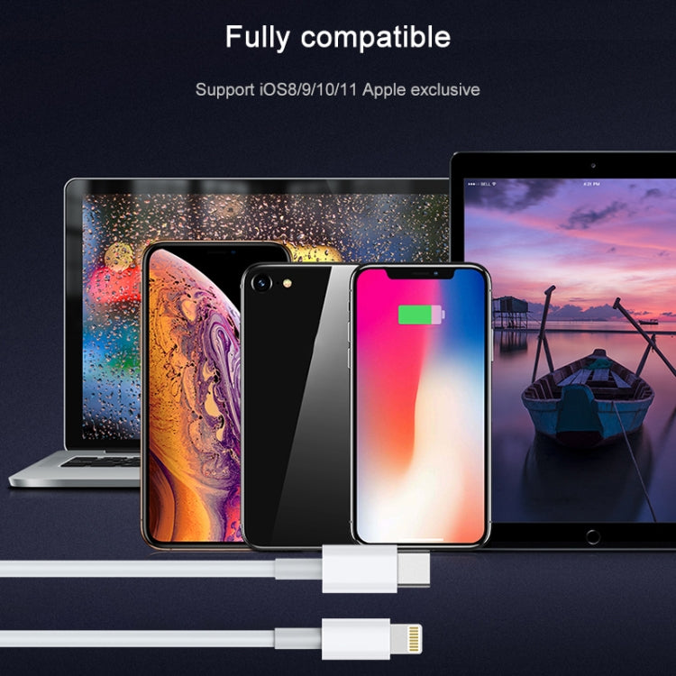 AWEI CL-68 كابل شحن سريع PD ونقل بيانات 3A من نوع Type-C / USB-C إلى 8 بن، الطول: 1 متر