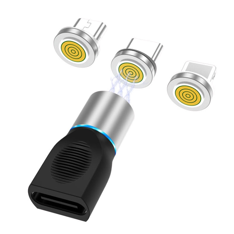 رأس شحن مغناطيسي 4 في 1 3A 8 دبابيس وUSB-C / Type-C وMicro USB من سبائك الزنك + مجموعة محول شحن مغناطيسي USB-C / Type-C، USB-C / Type-C