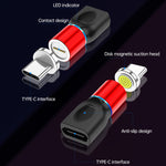 رأس شحن مغناطيسي 4 في 1 3A 8 دبابيس وUSB-C / Type-C وMicro USB من سبائك الزنك + مجموعة محول شحن مغناطيسي USB-C / Type-C، USB-C / Type-C