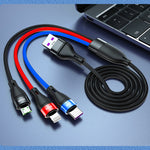 كابل بيانات شحن سريع 40 واط 5 أمبير USB إلى Micro USB + USB-C / Type-C + 8 دبابيس، طول الكابل: 1.2 متر، 1.2 متر