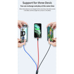 كابل بيانات شحن سريع 40 واط 5 أمبير USB إلى Micro USB + USB-C / Type-C + 8 دبابيس، طول الكابل: 1.2 متر، 1.2 متر