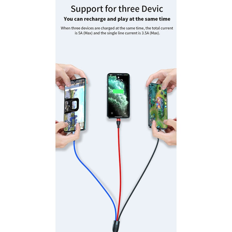 كابل بيانات شحن سريع 40 واط 5 أمبير USB إلى Micro USB + USB-C / Type-C + 8 دبابيس، طول الكابل: 1.2 متر، 1.2 متر