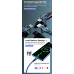 كابل بيانات شحن سريع 40 واط 5 أمبير USB إلى Micro USB + USB-C / Type-C + 8 دبابيس، طول الكابل: 1.2 متر، 1.2 متر
