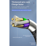 كابل بيانات شحن سريع 40 واط 5 أمبير USB إلى Micro USB + USB-C / Type-C + 8 دبابيس، طول الكابل: 1.2 متر، 1.2 متر